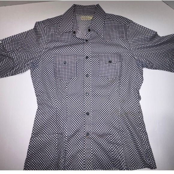 Rockies Tops - ROCKIES Women's Navy White Geometric Print Button Down Shirt Size M